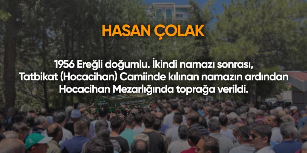 Konya'da bugün vefat edenler | 15 Kasım 2024 11